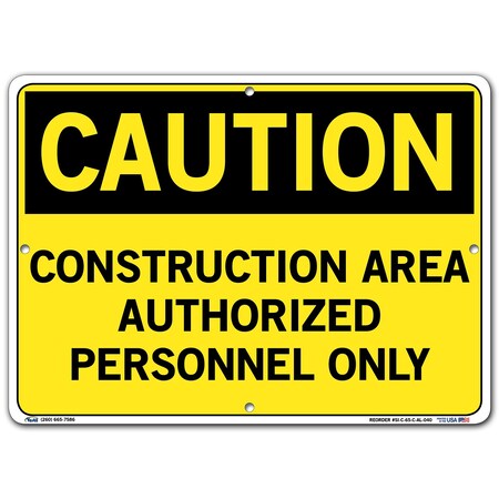 Vestil Aluminum Sign, 10-1/2" H, 14-1/2" W, Aluminum, Rectangle, English, SI-C-65-C-AL-040 SI-C-65-C-AL-040